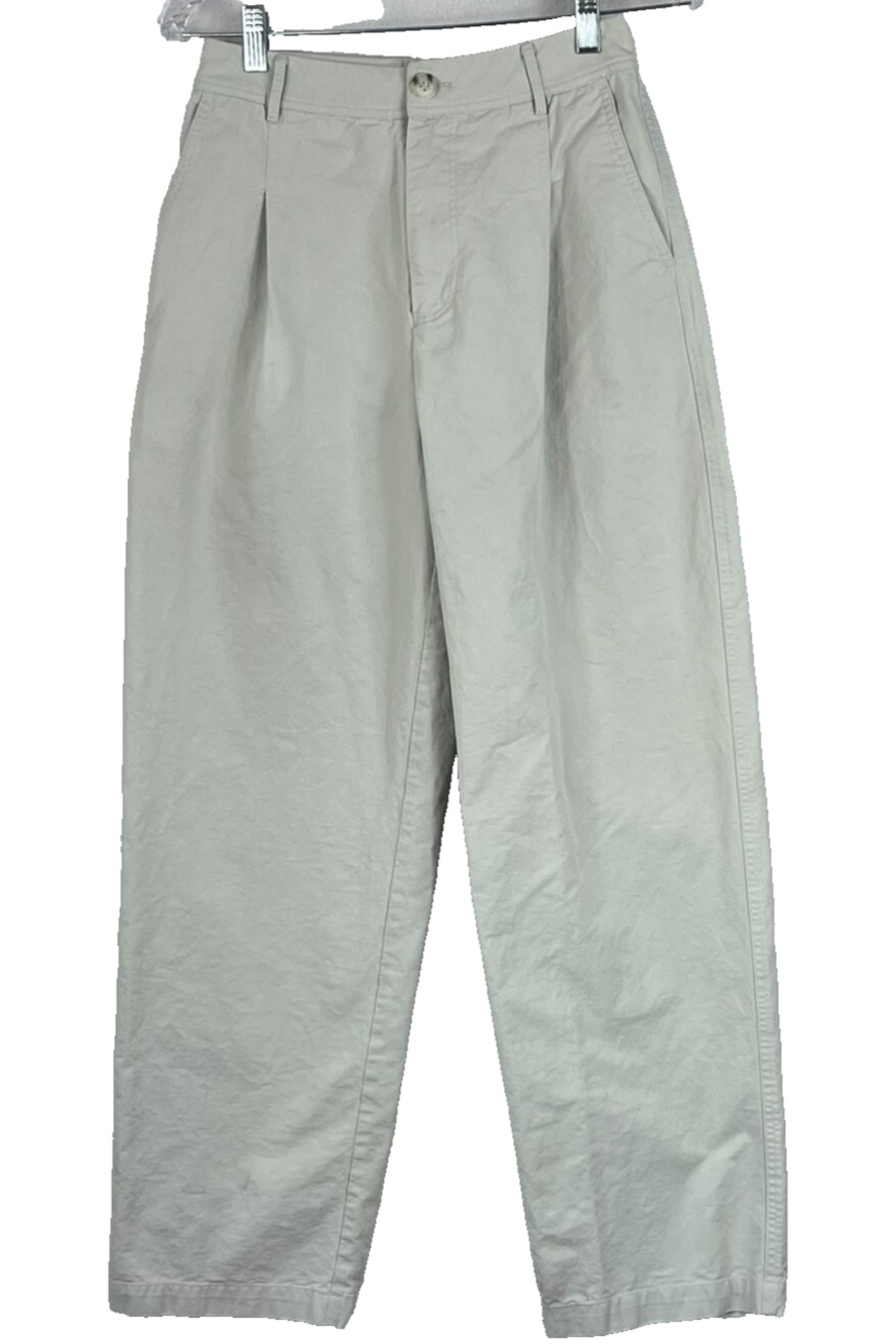 Rue Sophie Pants Women's XS Khaki Pleated High Waisted Maison Cotton